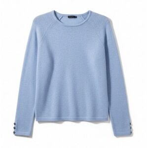 J McLaughlin Cashmere Sweater Blue Quiet Luxury Capsule Minimalist Preppy Small